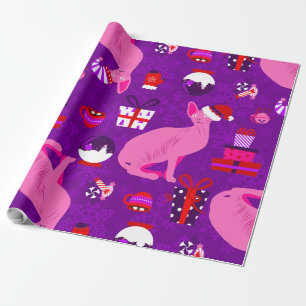 Papel De Regalo navidades sphynx cat santa sphinx rosa