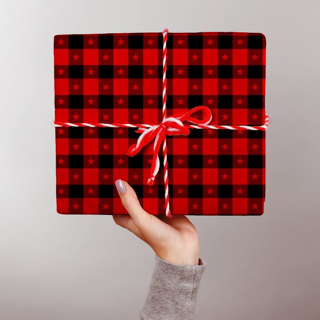 Papel De Regalo Navidades Starry Buffalo Plaid Red Black Cute Bots (Subido por el creador)