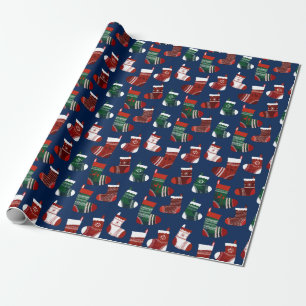 Papel De Regalo Navidades Stockings Blue