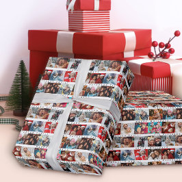 Papel De Regalo Navidades Stripe Photo Name Collage Holiday