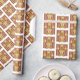 Papel De Regalo Navidades Stripe Rojo Cute Gingerbread Man