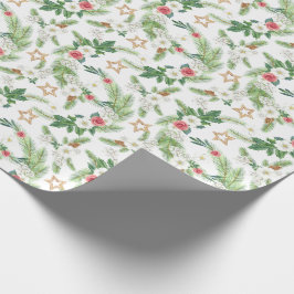 Papel De Regalo Navidades Subdivisión de Pino Acuarela Mistletoe