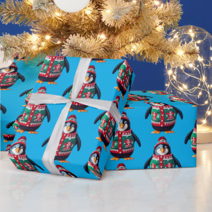 Papel De Regalo Navidades Sweater Penguin