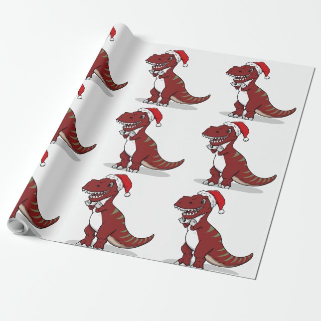 Papel De Regalo Navidades T-Rex (Desenrollado)