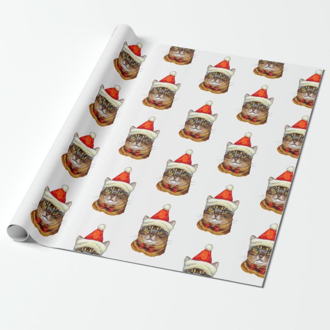 Papel De Regalo Navidades Tabby Cat (Desenrollado)