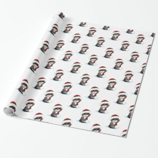 Papel De Regalo Navidades Tabby Cat Kitten en patrón Santa Hat