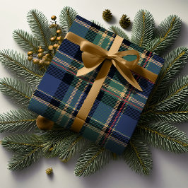 Papel De Regalo Navidades Tartan Navy Blue Green ID1141B