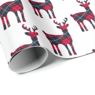 Papel De Regalo Navidades Tartan Plaid Deer Wrapping Paper