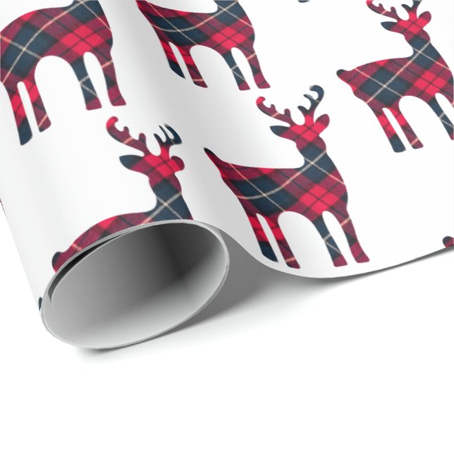 Papel De Regalo Navidades Tartan Plaid Deer Wrapping Paper (Esquina del rollo)
