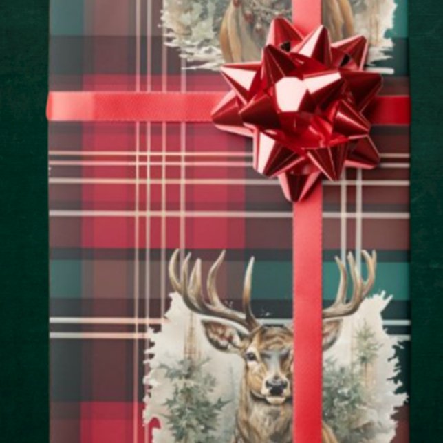 Papel De Regalo Navidades Tartan Reindeer (Christmas Reindeer Wrapping paper)
