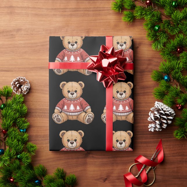 Papel De Regalo Navidades Teddy Bear Cute Xmas Regalo (Regalo de vacaciones)
