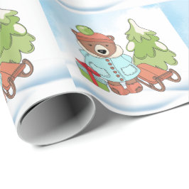 Papel De Regalo Navidades Teddy Bear Pareja con Regalo