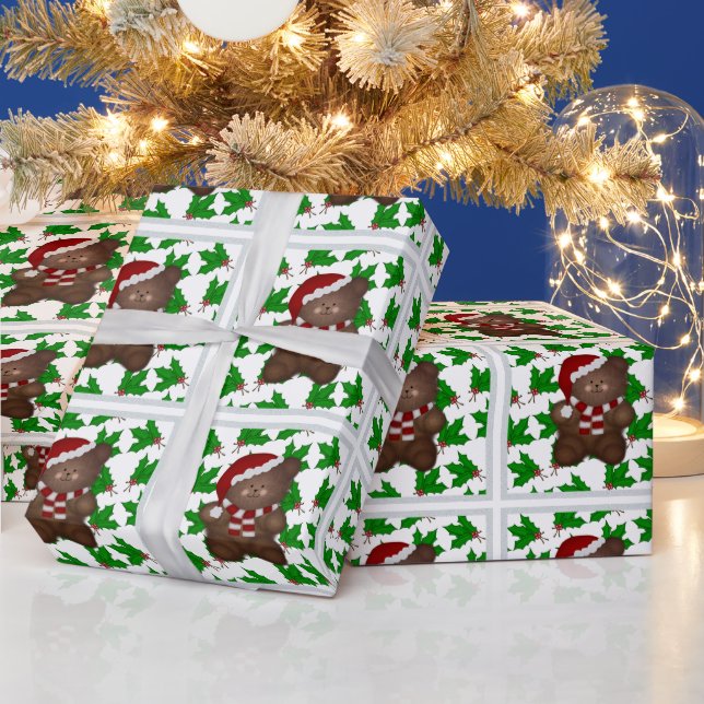 Papel De Regalo Navidades Teddy Bear Y Holly Wrapee Paper (Vacaciones)