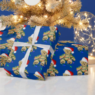Papel De Regalo Navidades Teddy Oso En Luces