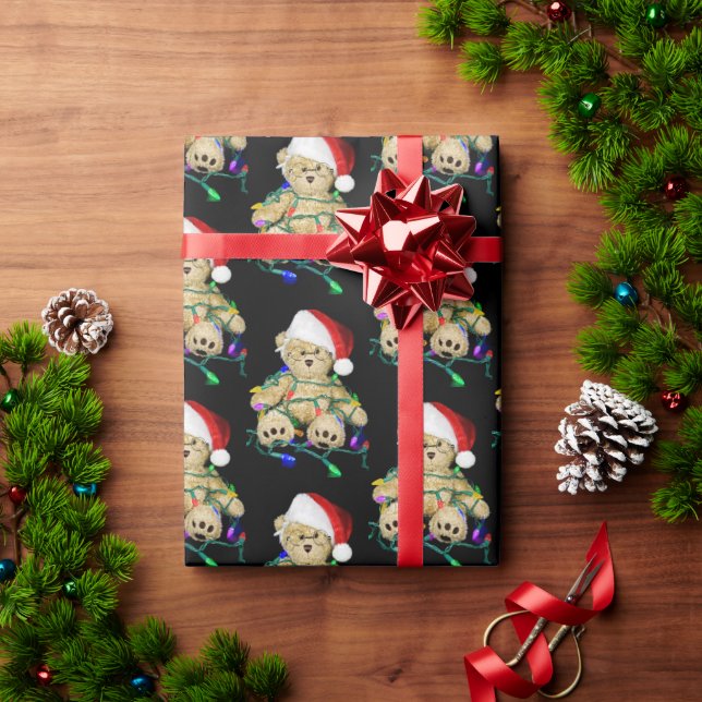 Papel De Regalo Navidades Teddy Oso En Luces (Regalo de vacaciones)