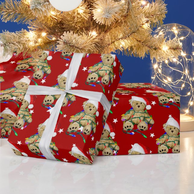 Papel De Regalo Navidades Teddy Oso En Luces (Vacaciones)