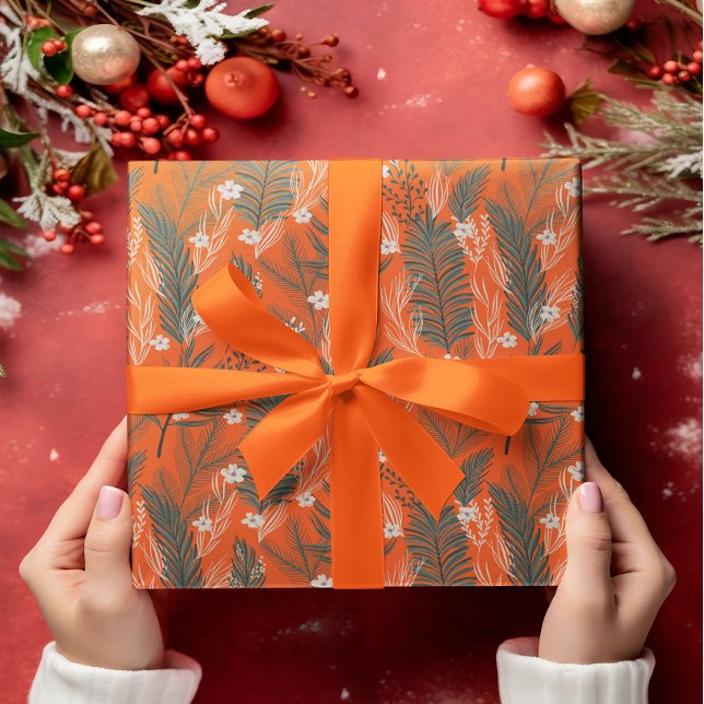 Papel De Regalo Navidades tema patrón vegetación flores blancas (Subido por el creador)