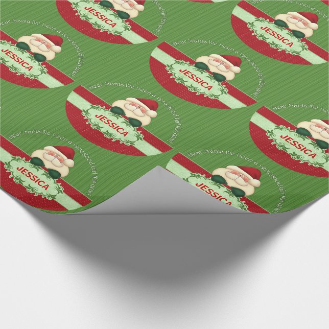 Papel De Regalo Navidades temáticos de Santa GOOD CHICA para niños (Esquina)