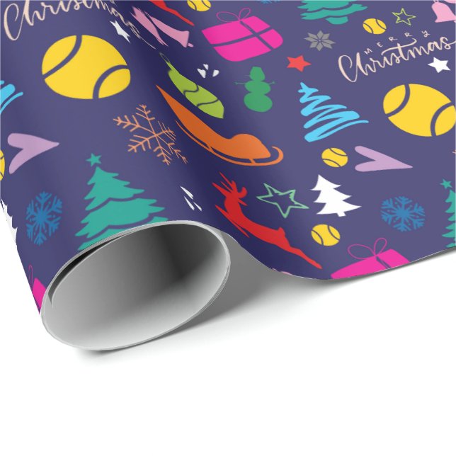 Papel De Regalo navidades 🎄 🎾 tenis azul marino (Esquina del rollo)