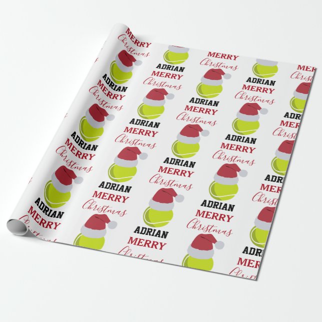 Papel De Regalo Navidades Tennis Sports Ball Nombre personalizado (Desenrollado)