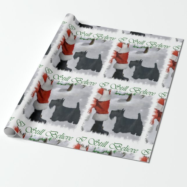 Papel De Regalo Navidades Terrier de Escocia (Desenrollado)