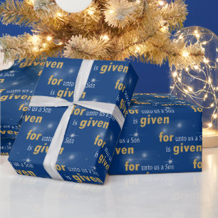 Papel De Regalo Navidades Texto Cristiano Sobre Azul