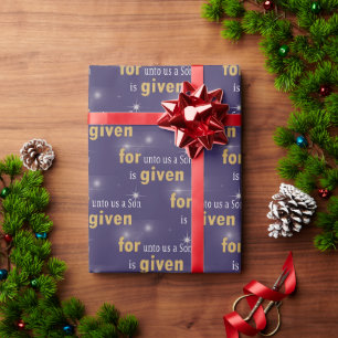 Papel De Regalo Navidades Texto Cristiano Sobre Púrpura