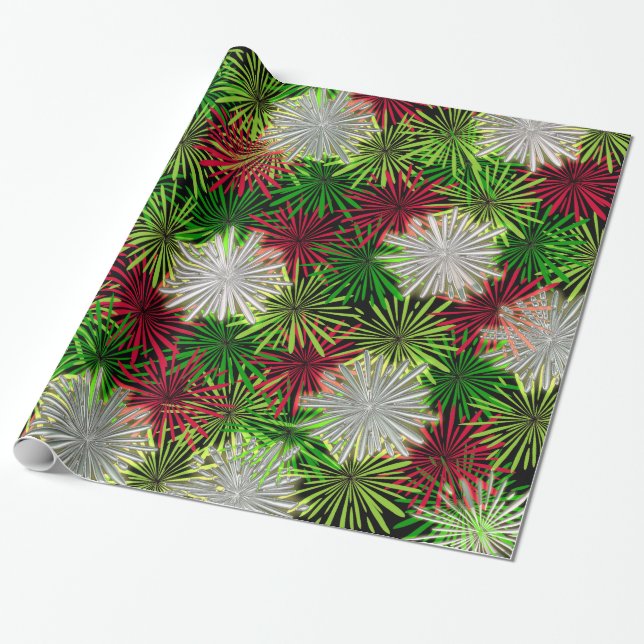 Papel De Regalo Navidades Tinsel PomPoms - Rojo, Verde y Blanco (Desenrollado)