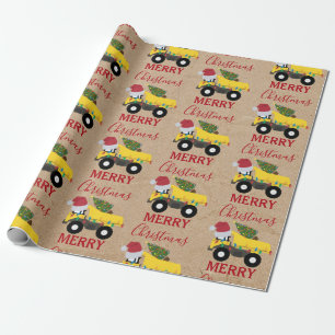 Papel De Regalo Navidades tiran camiones de construcción