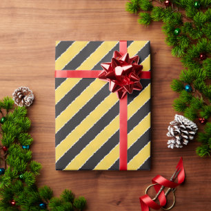 Papel De Regalo Navidades Tornados de Faux Black Gold Stripes Bási