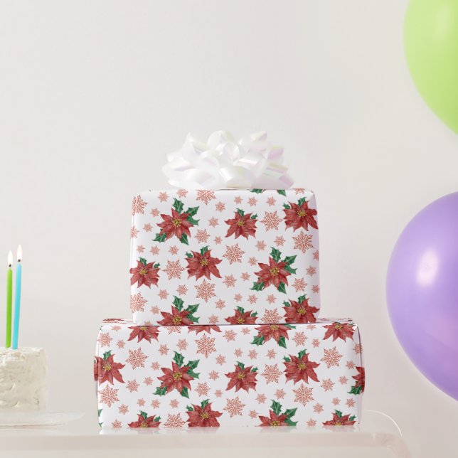 Papel De Regalo Navidades tradicionales Botánicos Rojo y Verde (Regalos de fiesta)