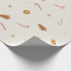 Papel De Regalo Navidades tratan pan de jengibre + caña de canas