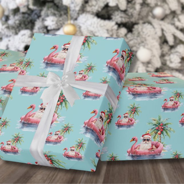 Papel De Regalo Navidades tropicales (Tropical Beach Santa Christmas Wrapping Paper)