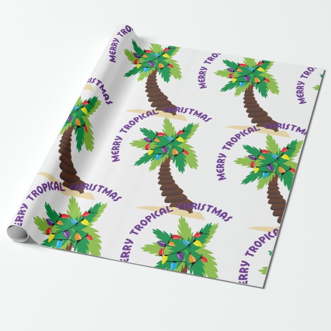 Papel De Regalo Navidades tropicales de Feliz (Desenrollado)