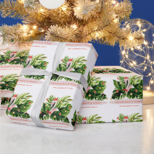 Papel De Regalo Navidades tropicales Flamingo botánico de palma mo
