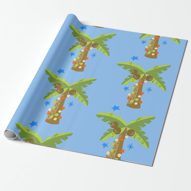 Papel De Regalo navidades tropicales july palmeras verano navidad (Desenrollado)