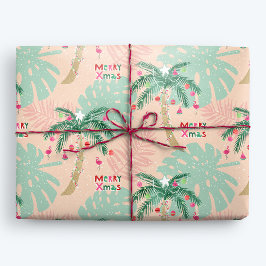 Papel De Regalo Navidades tropicales Palm Tree Merry XMas