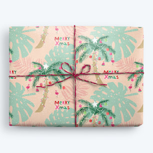 Papel De Regalo Navidades tropicales Palm Tree Merry XMas