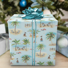 Papel De Regalo Navidades tropicales Playa Palm Trees