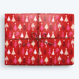 Papel De Regalo Navidades tropicales rojos palmeras