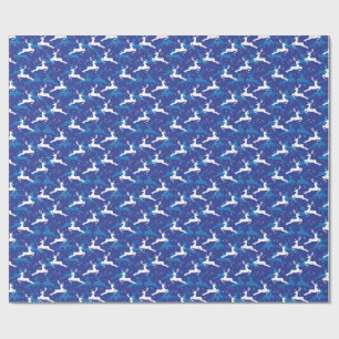 Papel De Regalo Navidades venado azul y blanco