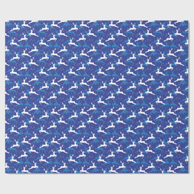 Papel De Regalo Navidades venado azul y blanco (Superficie plana)