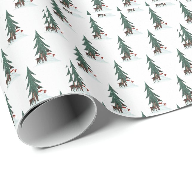 Papel De Regalo Navidades venados y snowman (Esquina del rollo)