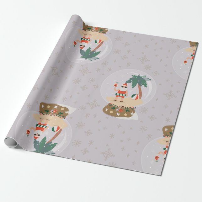 Papel De Regalo navidades Verano tropical Santa (Desenrollado)
