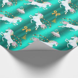 Papel De Regalo Navidades verde azulados de unicornio