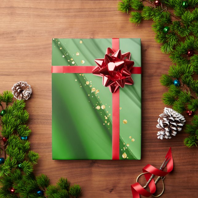 PAPEL DE REGALO NAVIDADES VERDE Y ORO ABSTRACTOS (Regalo de vacaciones)