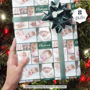 Papel De Regalo Navidades verdes 8 Collage de fotos personalizado