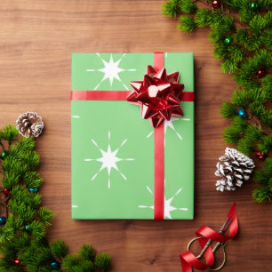 Papel De Regalo Navidades verdes con estrellas blancas