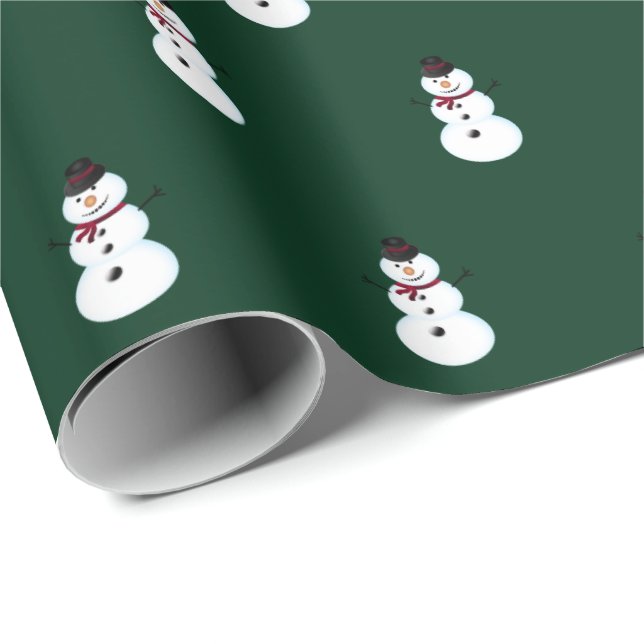 Papel De Regalo Navidades verdes de los hombres de nieve (Esquina del rollo)