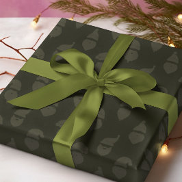 Papel De Regalo Navidades verdes oscuros de Santa Monotone